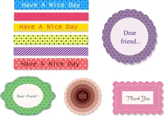 card greeting stickers sets vector illustration