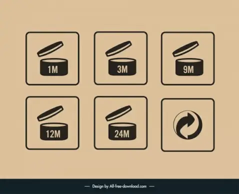 cardboard packaging signs sets box recycle symbols isolation sketch