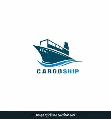 cargo ship logo template vessel icon wave curves sketch
