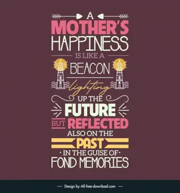 caring mothers day quotes banner template flat symmetric classical texts lighthouse arrows decor
