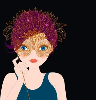 carnival painting classical feather mask woman face icons