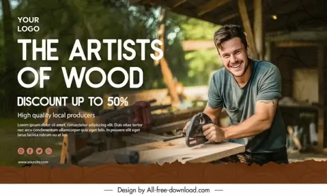 carpenter banner discount template modern contrast realistic