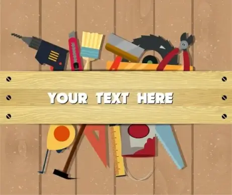 carpentry work background various colored emblems decor