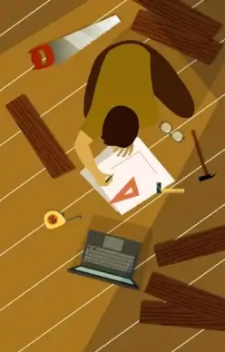 carpentry work background working man tool icons