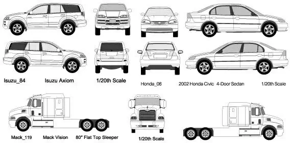 Cars and trucks vector