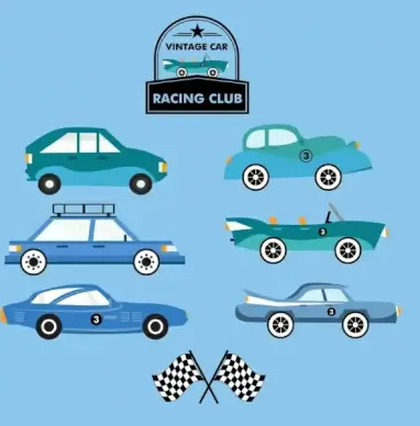 cars race logo design elements colored flat design