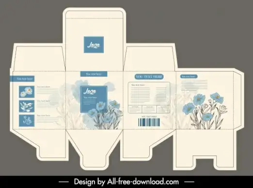 carton package template elegant handdrawn flower decor