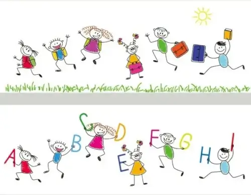 cartoon handpainted students 01 vector