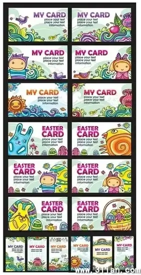 card templates collection cute colorful cartoon decor