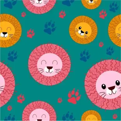 cartoon lions and footprints design with funny style