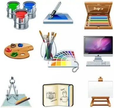 cartoon office icons vector