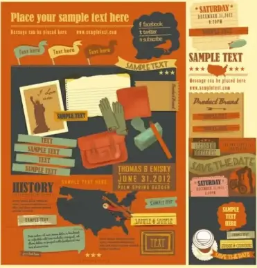 cartoon retro label 04 vector