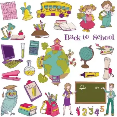 cartoon school theme graphics vector 1