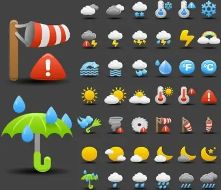 cartoon weather icon 01 vector