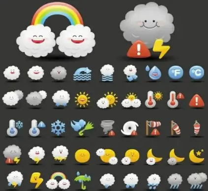 cartoon weather icon 02 vector