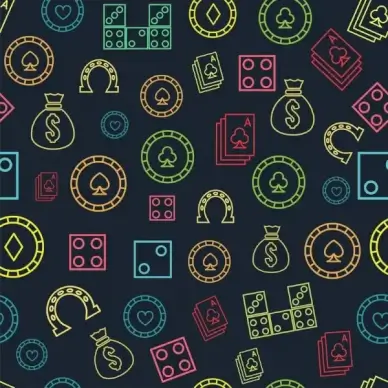 casino background multicolors symbols repeating flat design