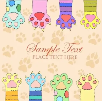 cat footprints background flat colorful decoration