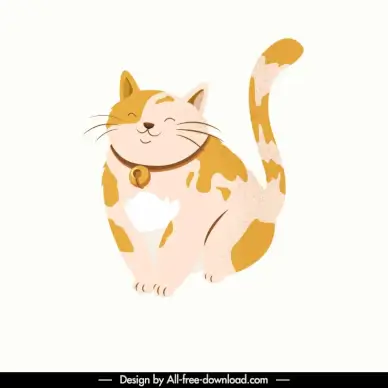 cat icon flat classical handdrawn cartoon sketch