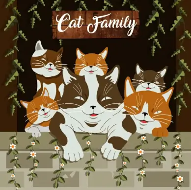 cats family card cover template