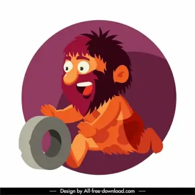 cave man icon dynamic cartoon design