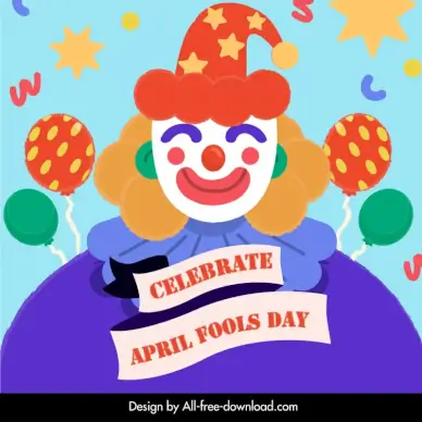 celebrate april fools day banner funny clown sketch