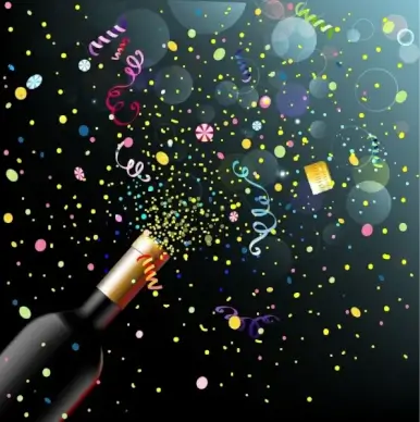 celebration background wine bottle paper flowers icons decor