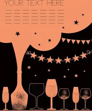 celebration banner template retro style wine glasses decor