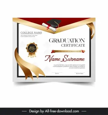 certificate graduation template elegant dynamic modern 