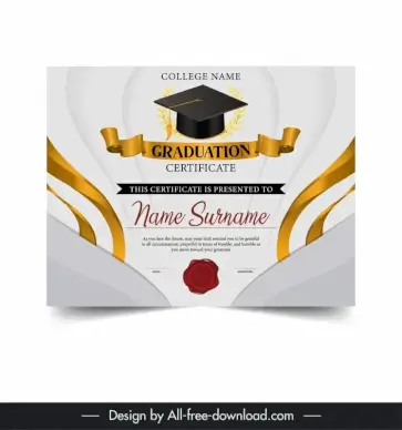 certificate graduation template elegant symmetric 3d