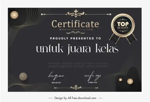 certificate template dark elegance decor
