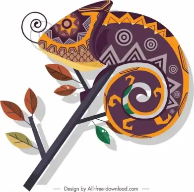 chameleon painting colorful classical flat sketch