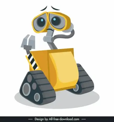 character wall icon cute stylized robotic sketch