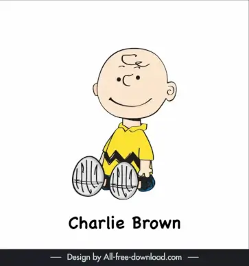 charlie brown of peanut snoopy icon handdrawn cartoon sitting boy outline