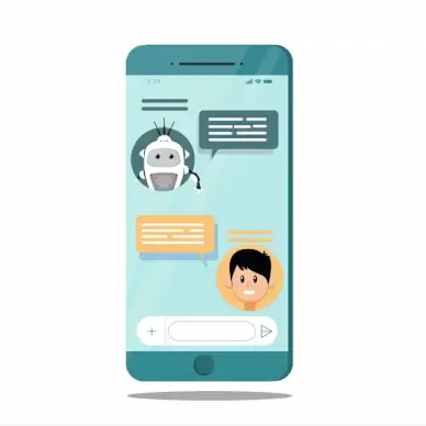 chat box with ai on mobile phone advertising poster robot chat box sketch