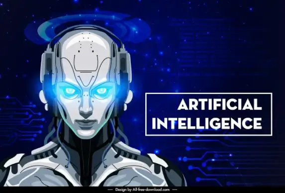 chatbot ai backdrop dark cartoon robot light effect