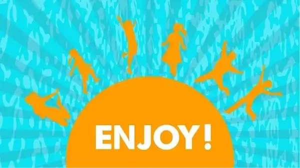 cheering background happy human yellow silhouette sun icon