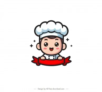 chef logo design elements flat cute cartoon 
