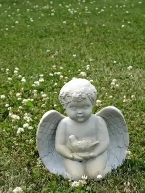 cherub with bird
