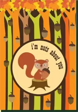 chestnut background squirrel icon colorful trees decor