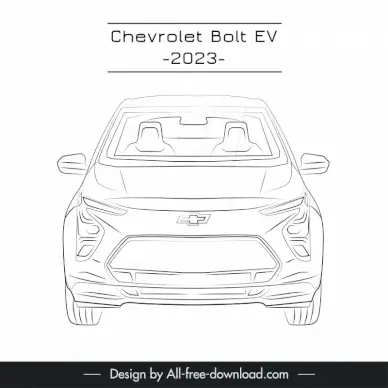 chevrolet bolt ev 2023 car model template handdrawn front view outline