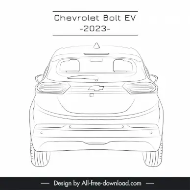 chevrolet bolt ev 2023 car template symmetric back view outline