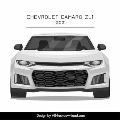 chevrolet camaro zl1 2021 car model icon modern symmetric front view sketch
