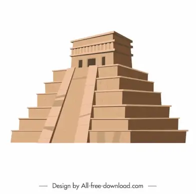 chichen itza architecture icon 3d sketch