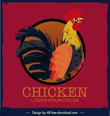 chicken background colorful retro design