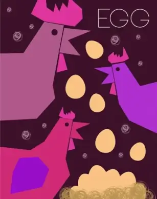 chicken eggs background dark colored decor origami design