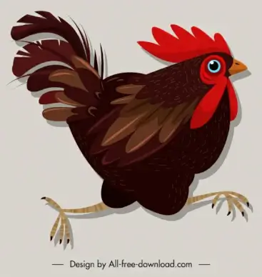 chicken icon colorful classic design motion sketch