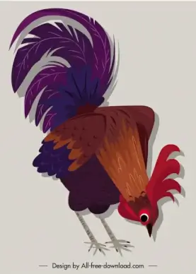 chicken icon colorful classical design eating sketch
