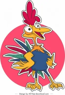 chicken icon sticker template colorful cartoon character design
