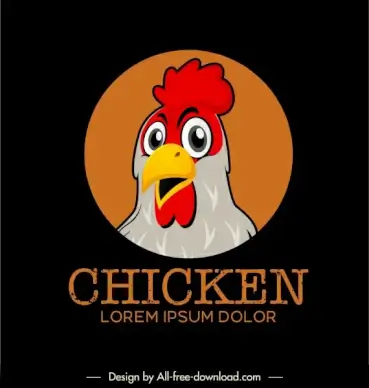 chicken logo template colorful cute cartoon sketch