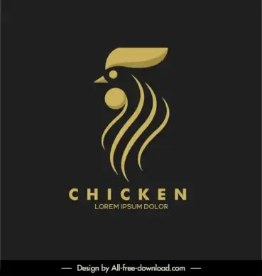 chicken logo template dark flat sketch